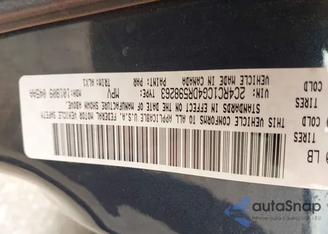 2013 Chrysler Town & Country Touring-L из США, поврежденный, VIN 2C4RC1CG4DR598263